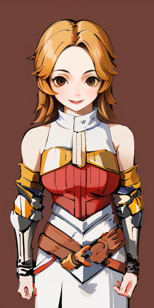 (masterpiece, best quality, 4k, 1girlsolo, 1MILF, mmplatz, smile, red cheeks, plain background:1.2) Female Knight (Final Fantasy Tactics)