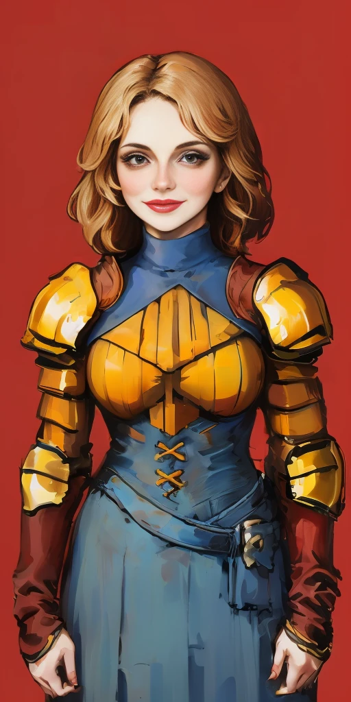 (masterpiece, best quality, 4k, 1girlsolo, 1MILF, mmplatz, smile, red cheeks, plain background:1.2) Female Knight (Final Fantasy Tactics)