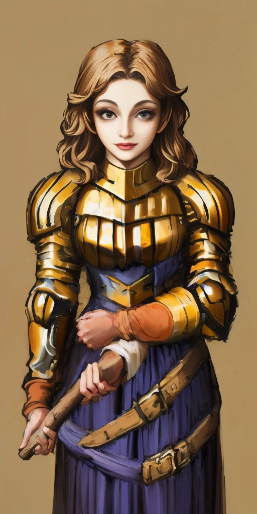 (masterpiece, best quality, 4k, 1girlsolo, 1MILF, mmplatz, smile, red cheeks, plain background:1.2) Female Knight (Final Fantasy Tactics)