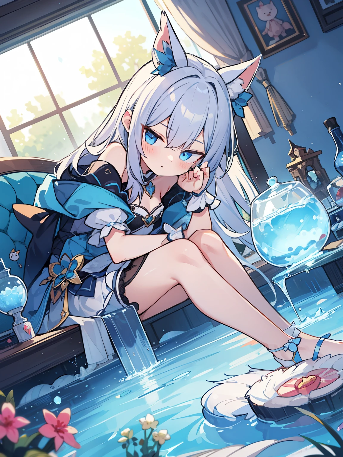 cute, fantasy wonderland, 1 girl, Stink Eye, Dynamic Angle, Game CG, I'm relaxing