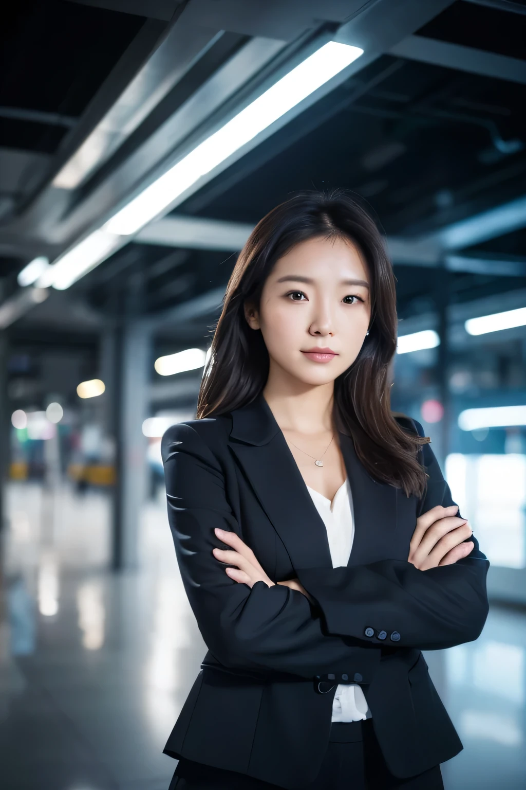 there is a woman that is standing with her arms crossed, very professional,financial advisor, professional profile photo, highly technical, professional comercial vibe, commercial banner, detailed professional photo, high resolution, detailed professional, website banner, detailed with high qualitproy, full image, fessional portrait, high quality portrait, proffesional, professionally done, technical, professional profile picture, individual,facing front