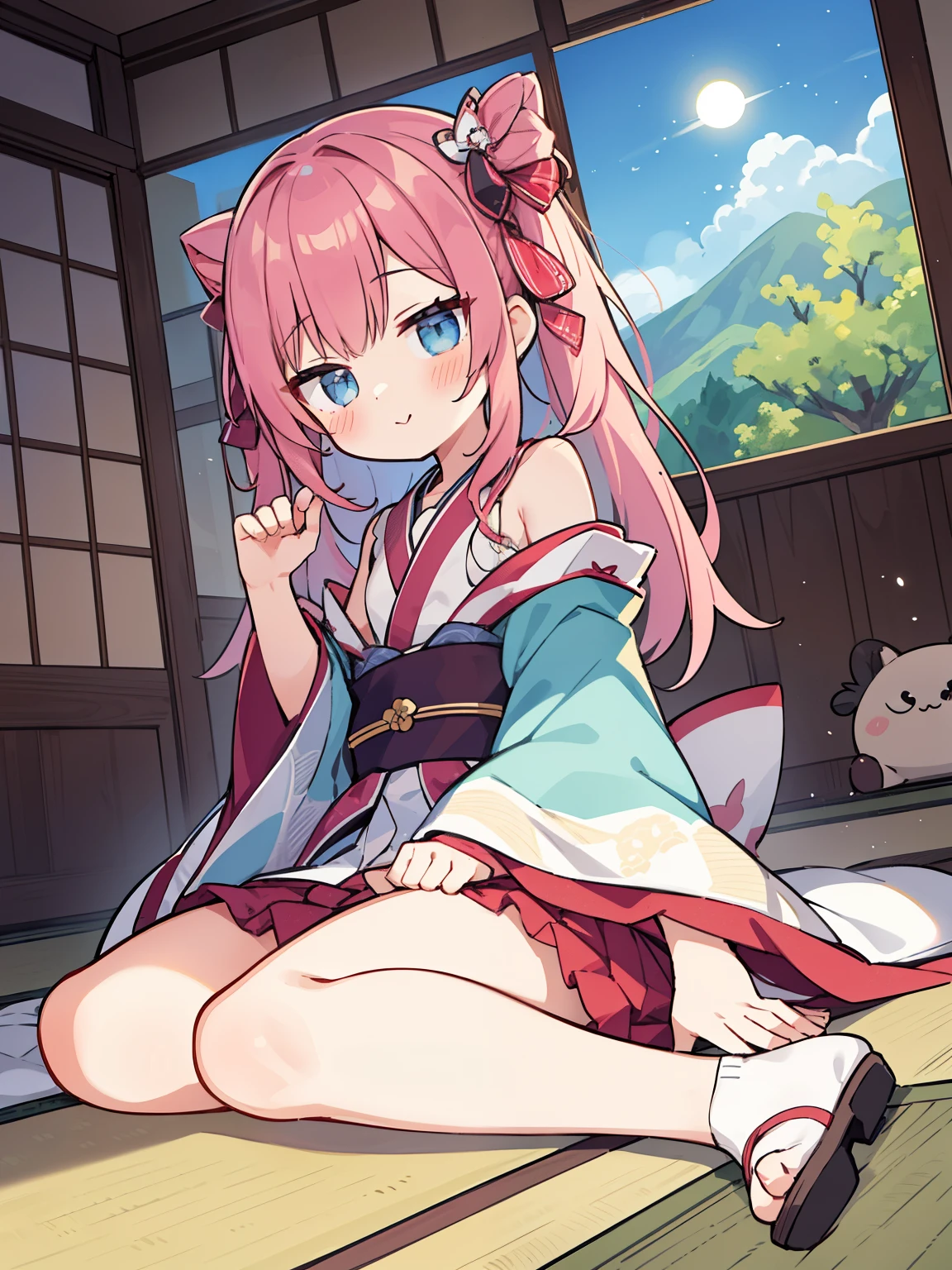 cute, fantasy wonderland, 1 girl, Dynamic Angle, tatami, I'm relaxing
