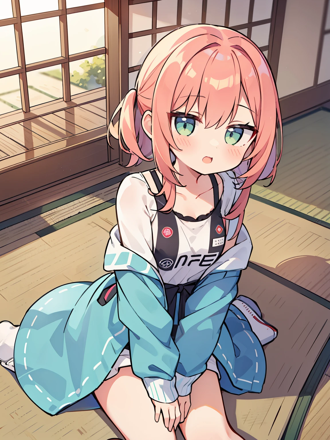 cute, Casual attire, 1 girl, Dynamic Angle, tatami, I'm relaxing, cute, game