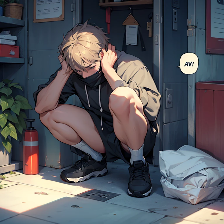 sad man hiding it's face with it's knees and is inside a phone with bad texts a victim of cyberbullying 