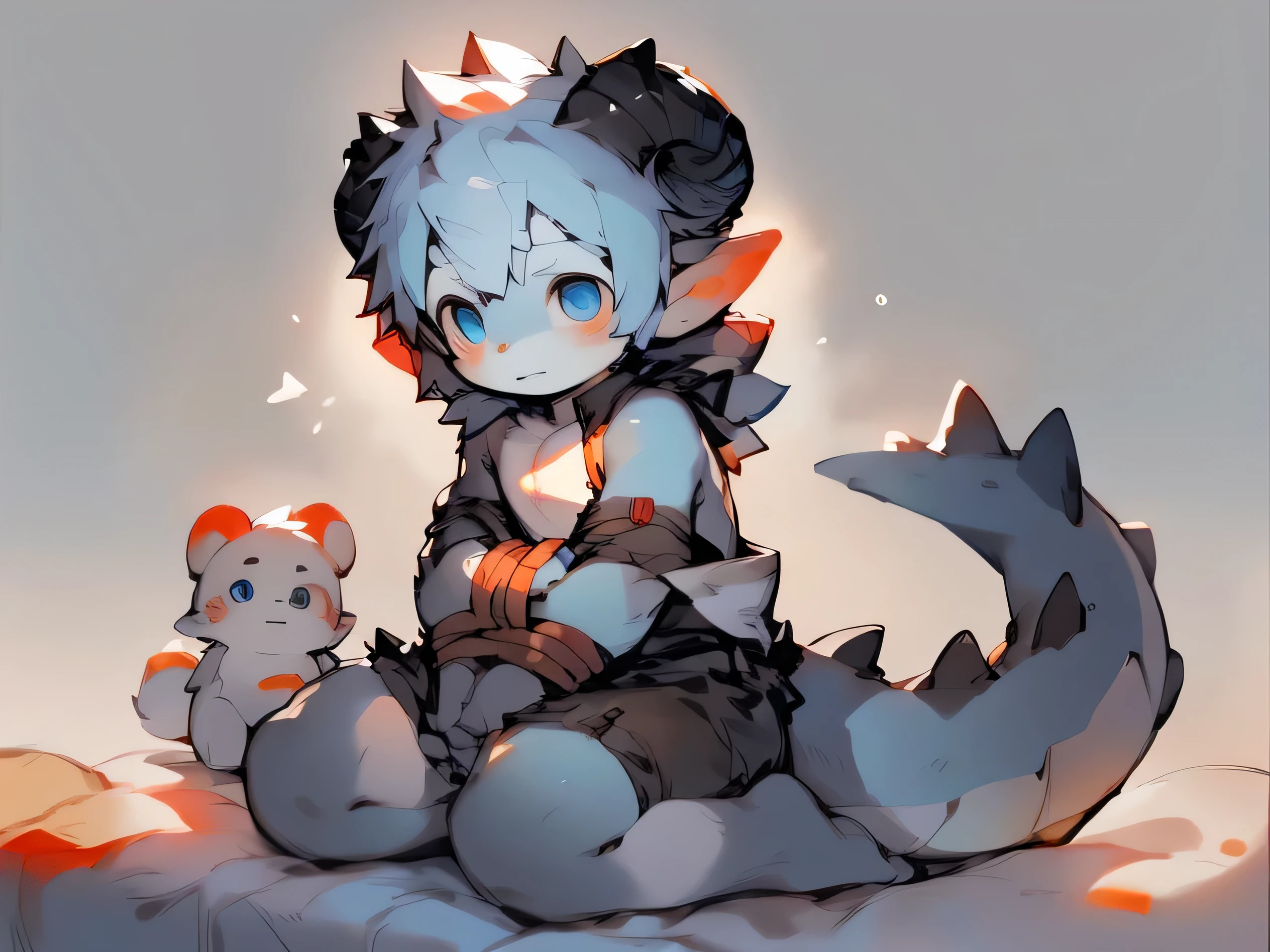 three fourths view,Dark blue body,Fluffy hair,Shota,blue hairs,ddlers,Blue eyes , adolable, Master masterpieces, A high resolution,8K,detailedbackground,high high quality,Libido boy,solo,Dragon's horn,Dragon's horn,((solo,solo person, arms tied,kneeling on a bed)),the shy,((lalafell)),solo person,((by puinkey,by Artista:1.2),(by unrealplace,by kuroisumi,by milkytiger1145,by moki,by emolga 1,by ovopack:1.2),(by cydonia xia:0.8),(by Pino Daeni:0.8),(by hioshiru:0.8),(by chunie:0.8).)
