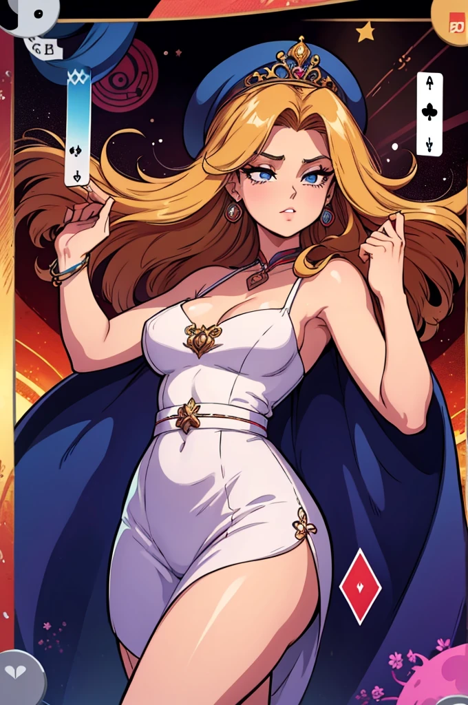 Imagine a 70's woman open a packaging of a playing card inspired by solfège, music box, radio, from 70's, retro artstyle, inspired by the artstyle of 70's