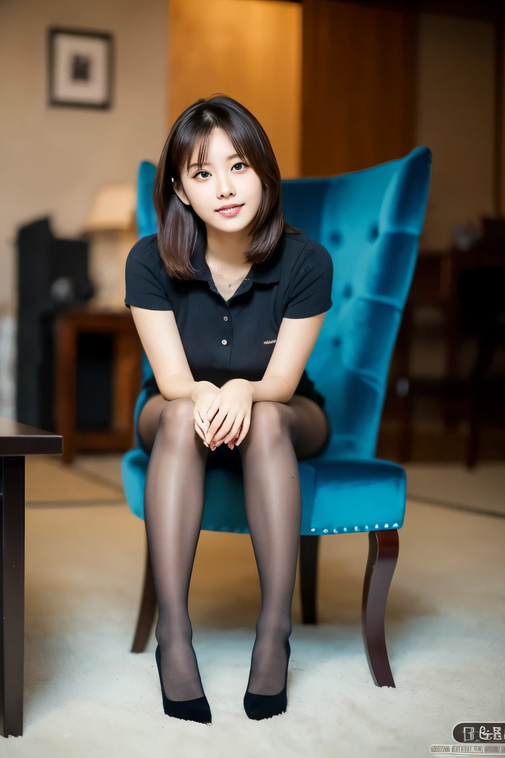 ulzzang-6500-v1.1, (RAW Photos:1.2), (Realistic Photo), Beautiful girl with attention to detail, (Realistic:1.4), Beautiful eye and face with High Detail, Beautiful eye with High Detail, Japanese , , (Ultra Realistic Pantyhose:1.2), No shoes, Sitting in a chair, (Ultra Realistic pantyhose:1. 2), No shoes, Toes, Sitting in a chair, Large file size, High resolution, very detailed, highest quality, [masterpiece:1. 6], figure, very detailed, Hmph, detailed, highest quality, 8k wallpaper, Cinema Lighting, One Girl, 17 years old, Perfect figure, cute droopy eye, beautiful big eye, eye , (( Tabletop)), highest quality, 1 girl, eyehadow, ((Full Body Shot:1.4)),.