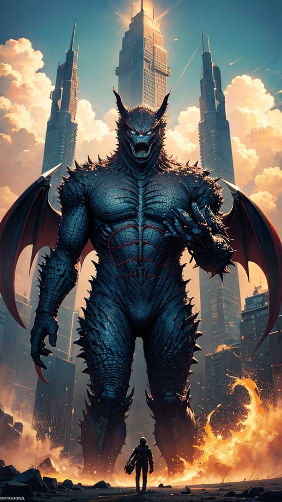 Draw the super fusion of Venom and King Ghidorah