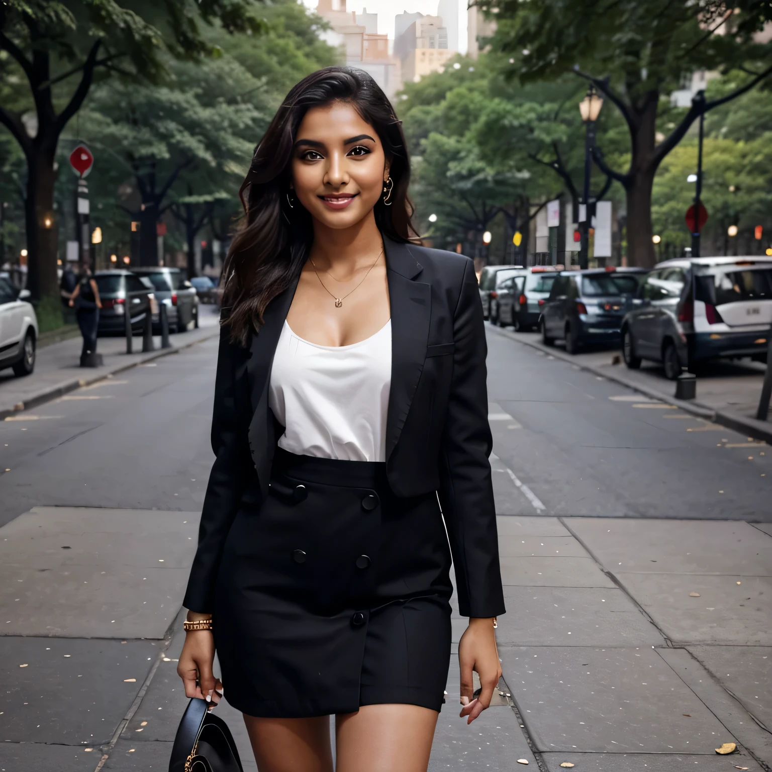 Introducing Ayesha, a captivating Indian model who graces the bustling streets of New York with her presence. With her cascading hair and infectious smile, Ayesha captivates onlookers whether she's strolling through Central Park or striking poses against the backdrop of the iconic skyline. Renowned for her grace in showcasing traditional Indian attire, Ayesha also embraces modern European fashion by donning chic dresses and tailored blazers. Her adaptability and confidence shine as she effortlessly transitions from elegant evening gowns to trendy urban streetwear, inspiring others to embrace their unique fashion preferences with flair in the vibrant city that never sleeps.