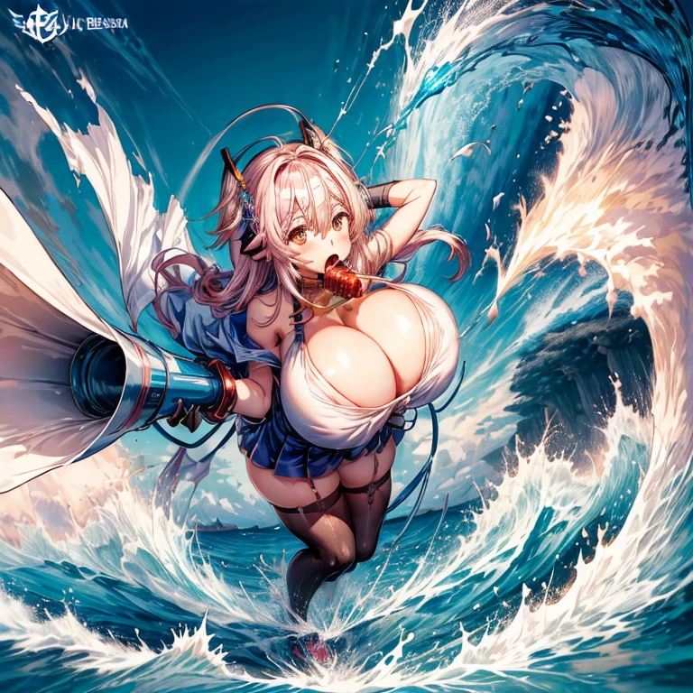 ((Big megaphone、Holding a megaphone、shout))、Woman on blue background, splash art anime , From the Azur Lane video game, ayaka genshin impact, anime! 4k yen, anime! 4K, ayaka game genshin impact, best anime 4K konachan wallpaper, Epic light novel art cover, detailed key anime art, Vivid RPG Portraits、Camel Toe、Giant tit、Nipple Puffs、Cleavage、Plump、Super big breasts、Super big butt、super sonico、shock wave