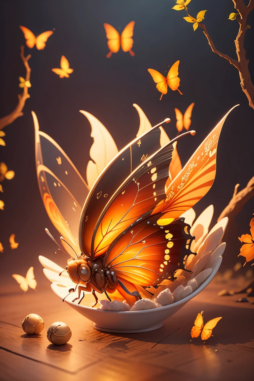 butterflies are painted with 鲜花和Butterfly on a white surface, harmony of Butterfly, Butterfly, 鲜花和Butterfly, mechanical Butterfly, Highly realistic, With beautiful wings, Beautiful digital artwork, Beautiful digital art, Beautiful and realistic, author：Sim Che Tsai, photo of a mechanical Butterfly, Beautiful and gorgeous digital art, beautiful art, 2 0 2 0, 2020