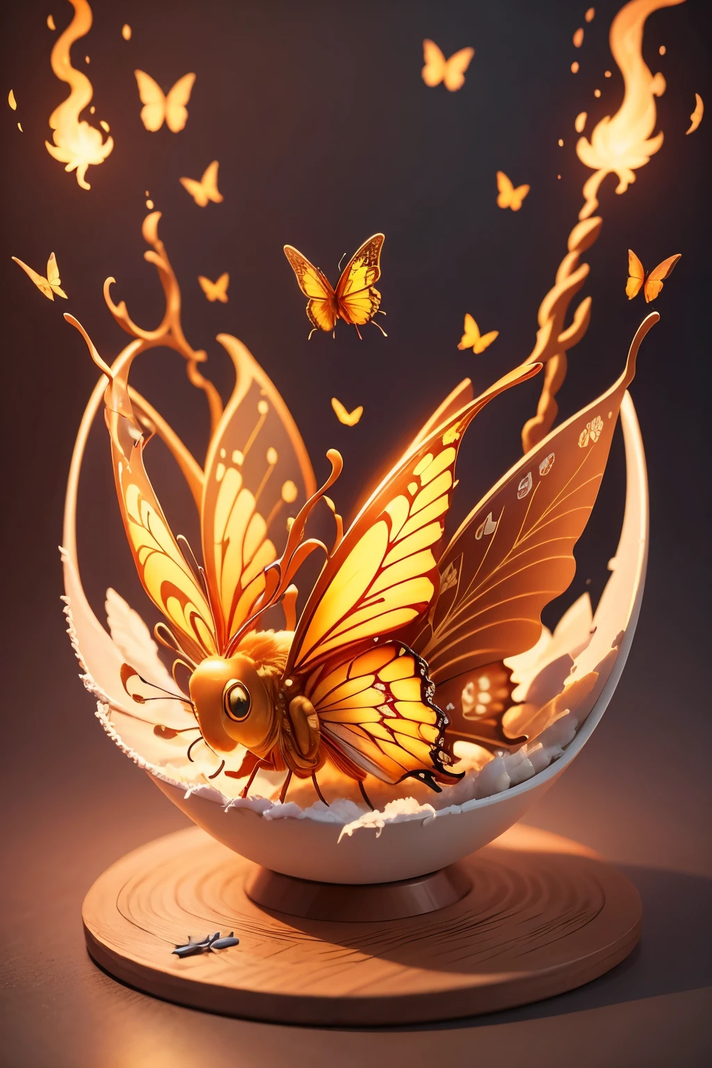 butterflies are painted with 鲜花和Butterfly on a white surface, harmony of Butterfly, Butterfly, 鲜花和Butterfly, mechanical Butterfly, Highly realistic, With beautiful wings, Beautiful digital artwork, Beautiful digital art, Beautiful and realistic, author：Sim Che Tsai, photo of a mechanical Butterfly, Beautiful and gorgeous digital art, beautiful art, 2 0 2 0, 2020