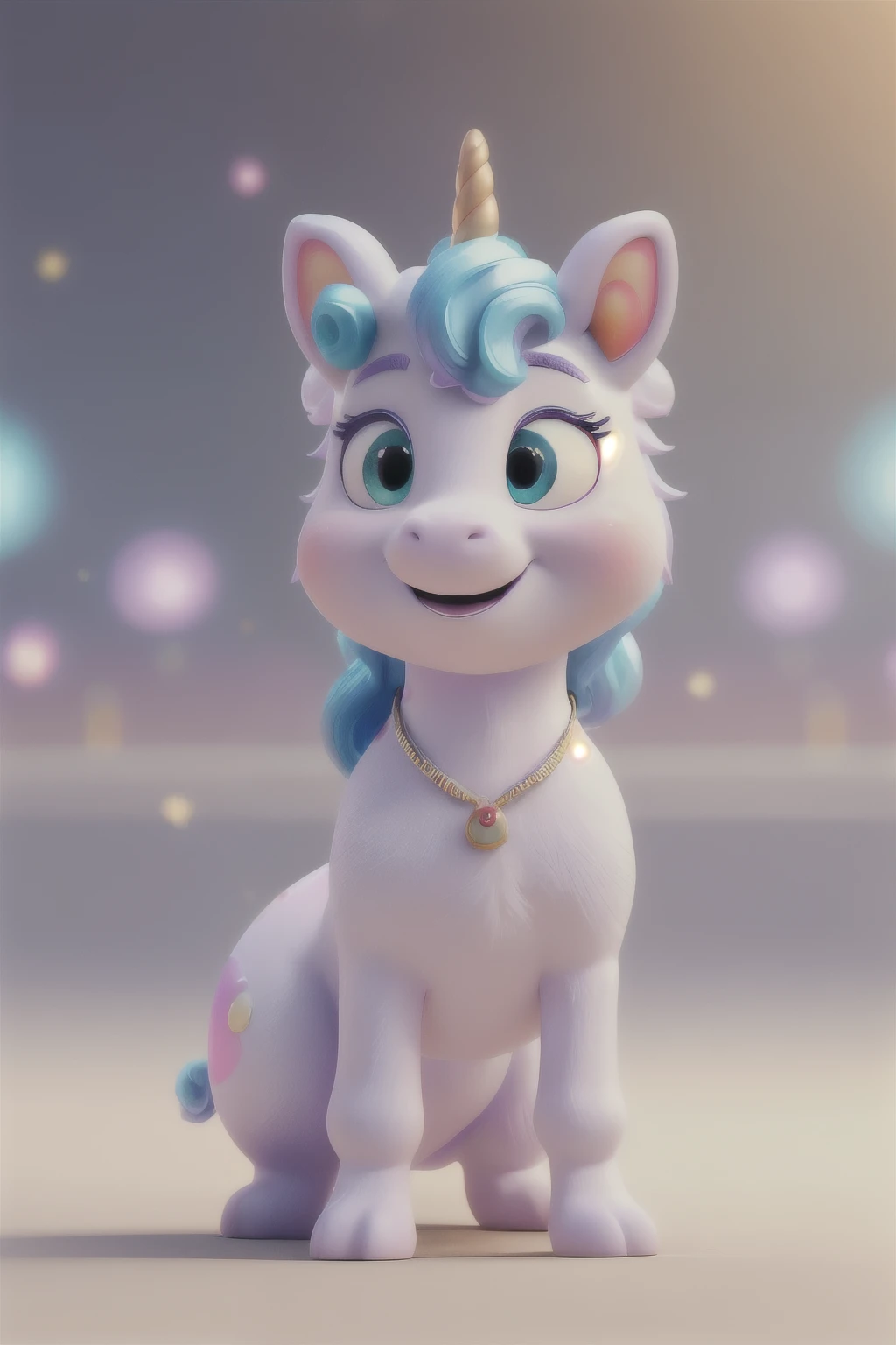masterpiece, high quality,一只unicorn,unicorn,Disney,3D,Lovely, Looking at the audience, No humans, Clean background,Depth of Field, Blurred background, focus,