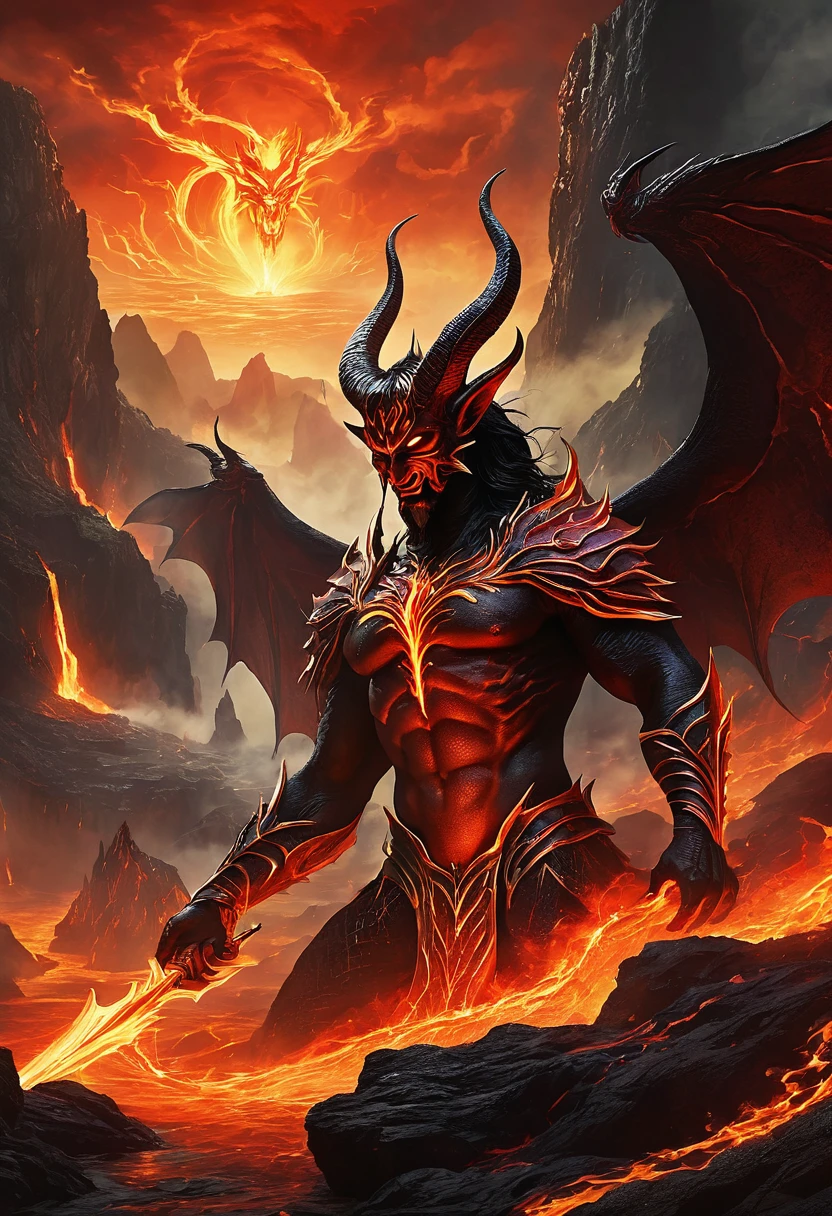 incarnation, Traditionally known as Lucifer, Rule with confidence in a hellish environment. He is surrounded by monsters.,They are his army.. Fiery cliffs and lava rivers form the backdrop, And tortured souls fill the gloomy outlook. The awe-inspiring grandeur of this hellish kingdom evokes a nightmarish epic..