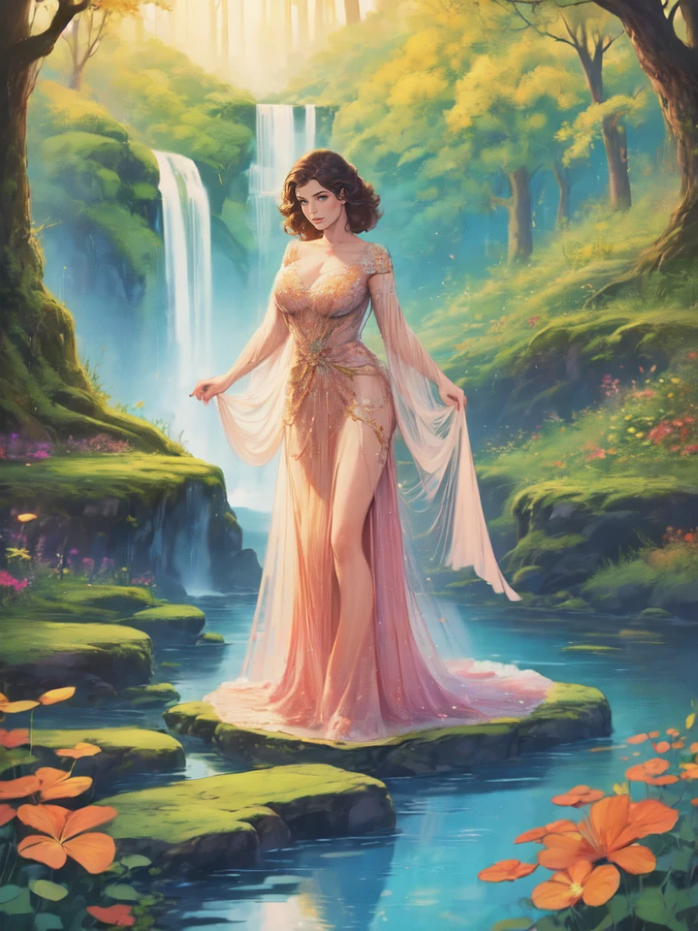 Beautiful woman, 8k, standing, big brests, Beautiful dresses, in nature