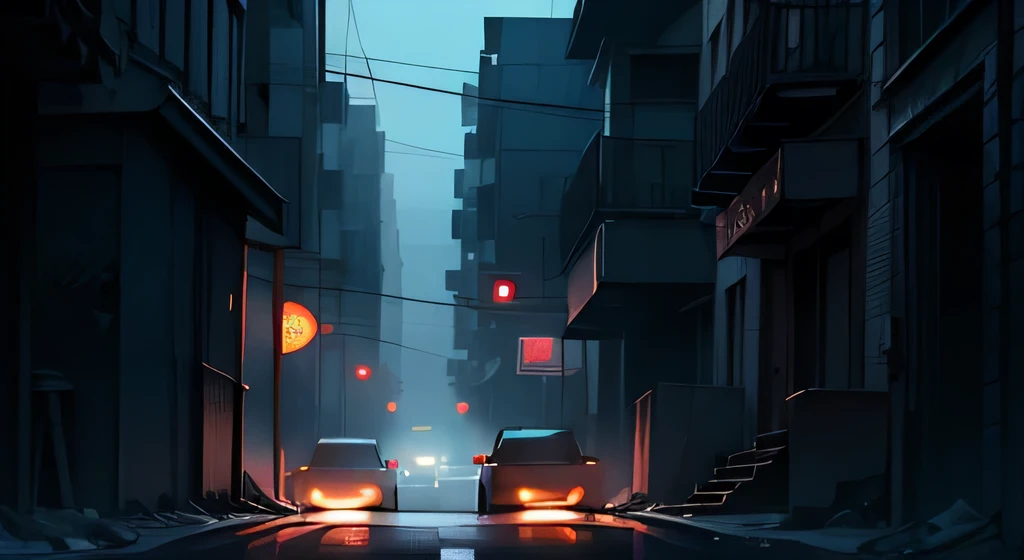 One side of the city street,Rows of buildings,The building faces the audience,A cool and gritty palette,sharp contrast,,Dramatic Lighting,Ominous atmosphere,Architectural perspectiveFront view
