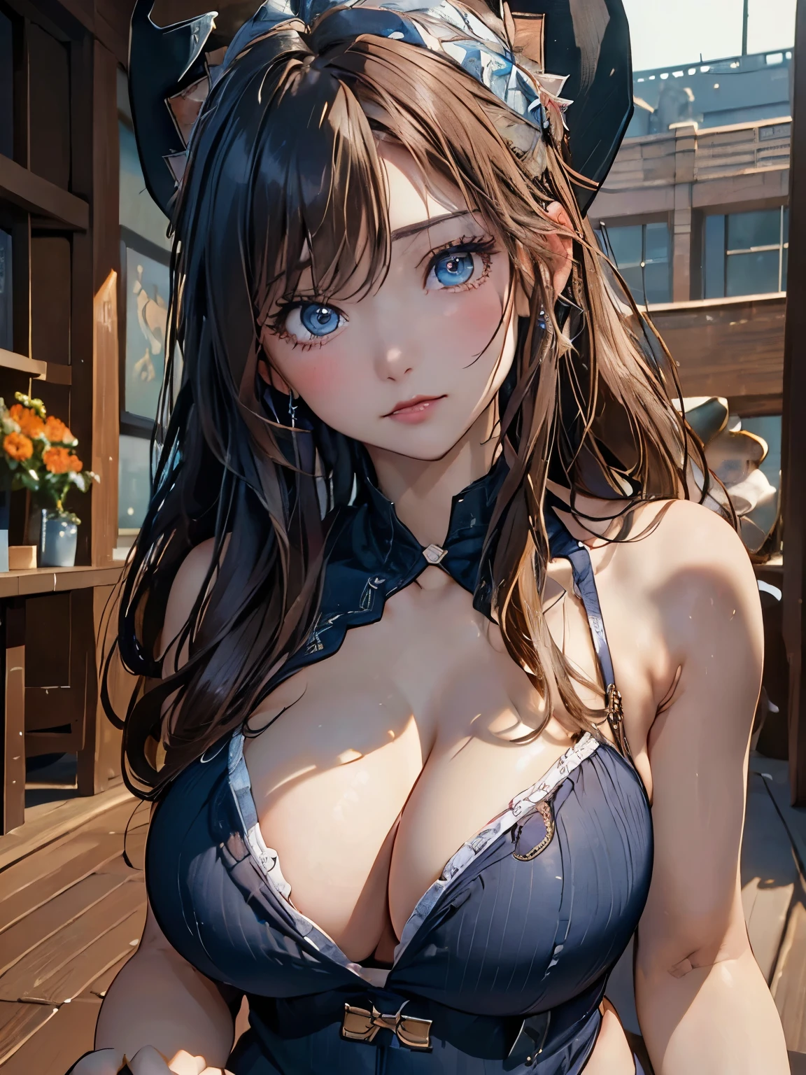 (((masterpiece))), (((High resolution)))、(((8K quality)))、(((Perfect Face)))、Looking at the camera, ((Top quality eyes)), (Detailed face), (Detailed Texture), ((Big Breasts:1.5)), Swimwear, Dutch Angle, Angle from below, Output hairstyles randomly, Random hair color, ((Cowboy Shot:1.3))