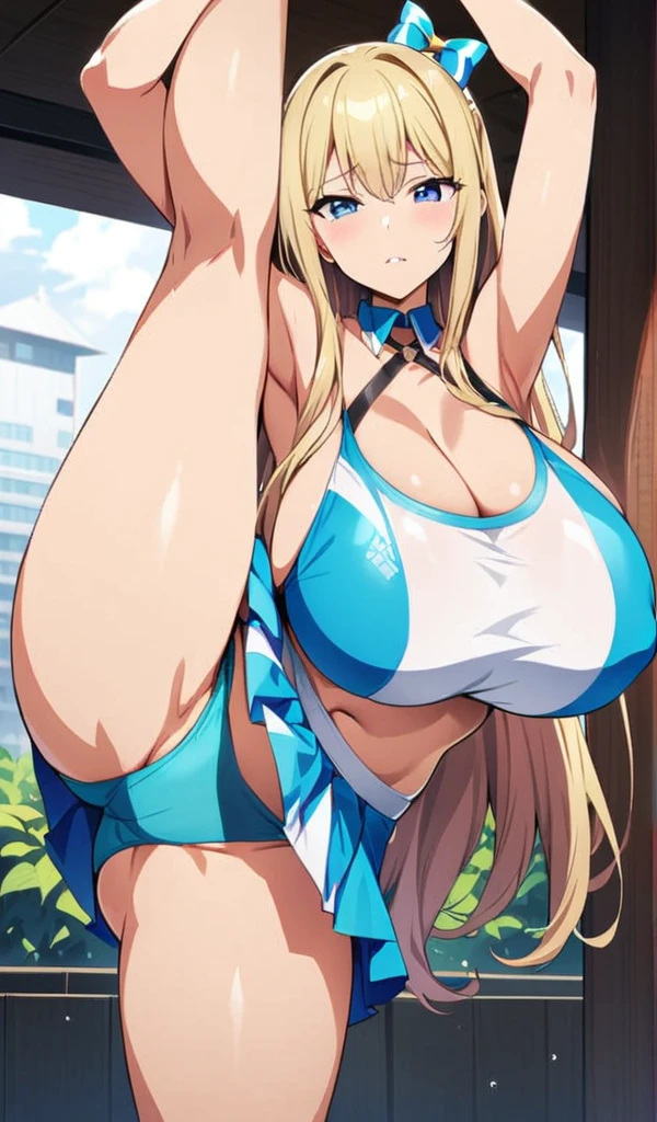 (masterpiece, highest quality:1.2), One Girl, alone,Are standing_Split,
Long Hair, Cheergirl Cosplay、Huge breasts、Big Breasts、front、Ultra HD、Anime illustration