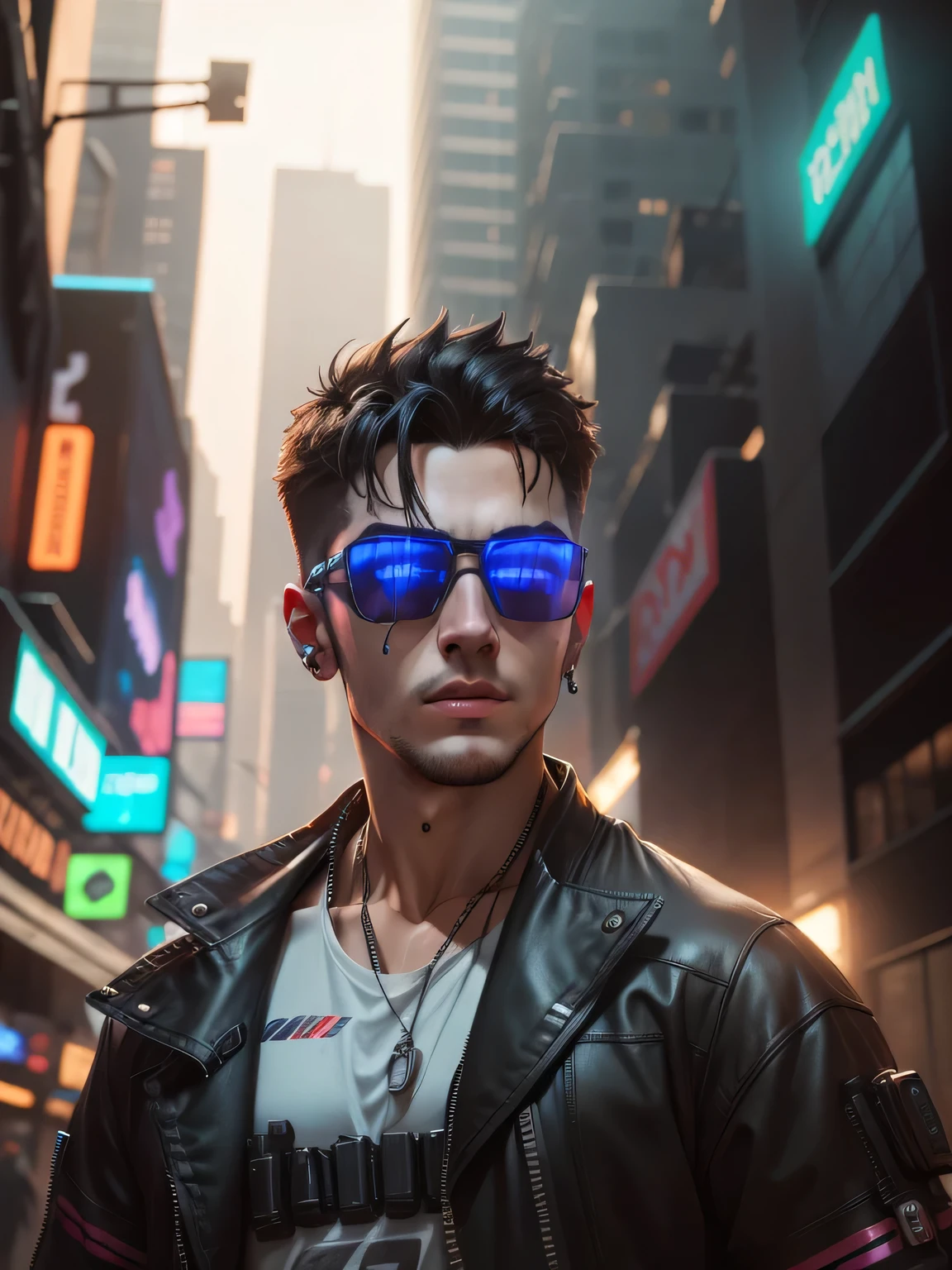 Change background cyberpunk handsome boy, realistic face, 8k, ultra realistic,