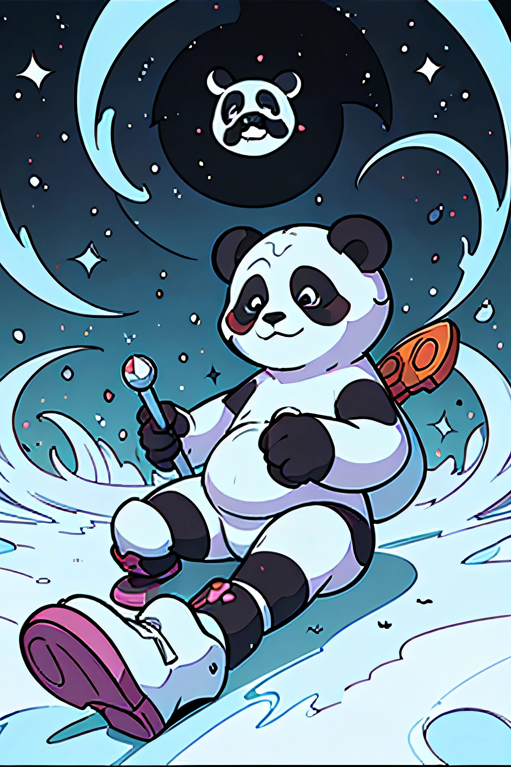 Masterpiece, coloring-book, lineart, perfect lineart, comic style, panda metropolis