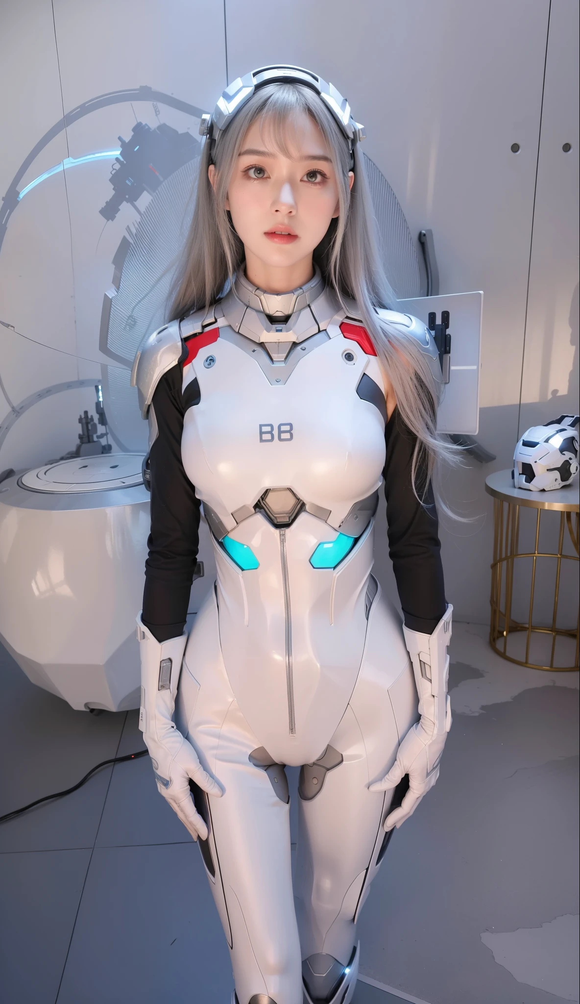 Futuristic high-tech style，best quality,Fairy Skin,eternal,Ultra Detailed,Practical,high quality,Light,Light线追踪,Ultra HD,upper body, Future Iron Man Mech，shooting，Battery，Transmitter，Large caliber artillery，Rostlan 8K，Armored Girl,Wearing a cyberpunk technology helmet，Warframe Helmet，With breathing Light，The armor of the future shines，Armed Cannon，High-tech armor，Mechanical body，High-tech gloves，Mechanical arm，Fingers straightened