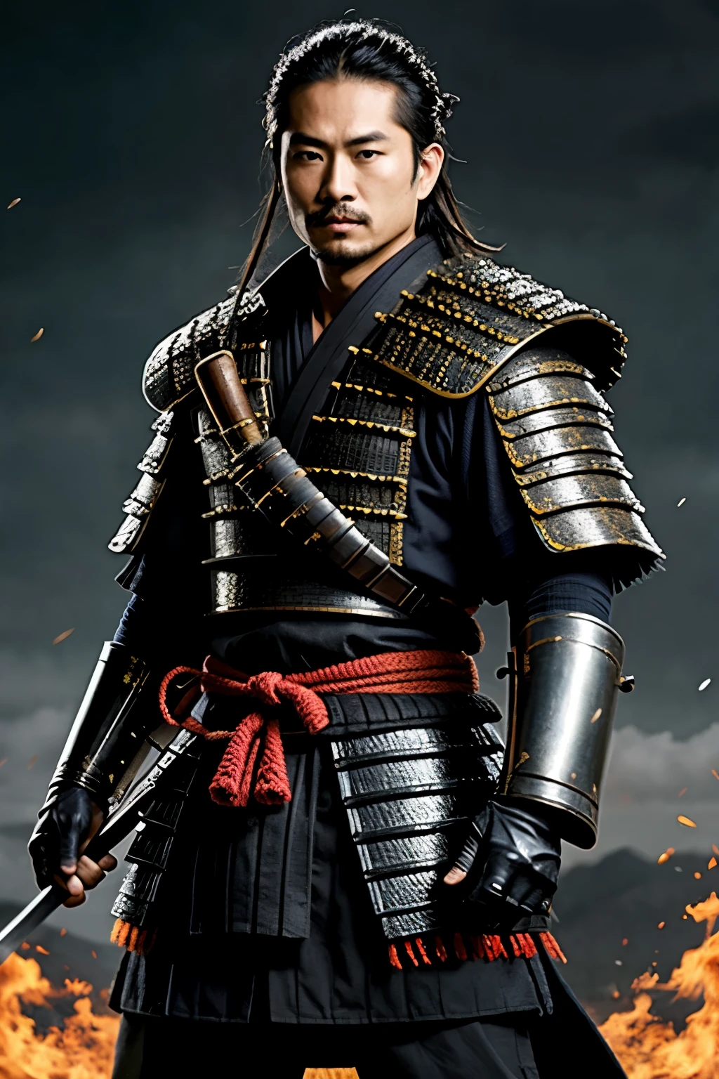 Um samurai homem em uma batalha  imagem ultra-realista FULL HD 4K 