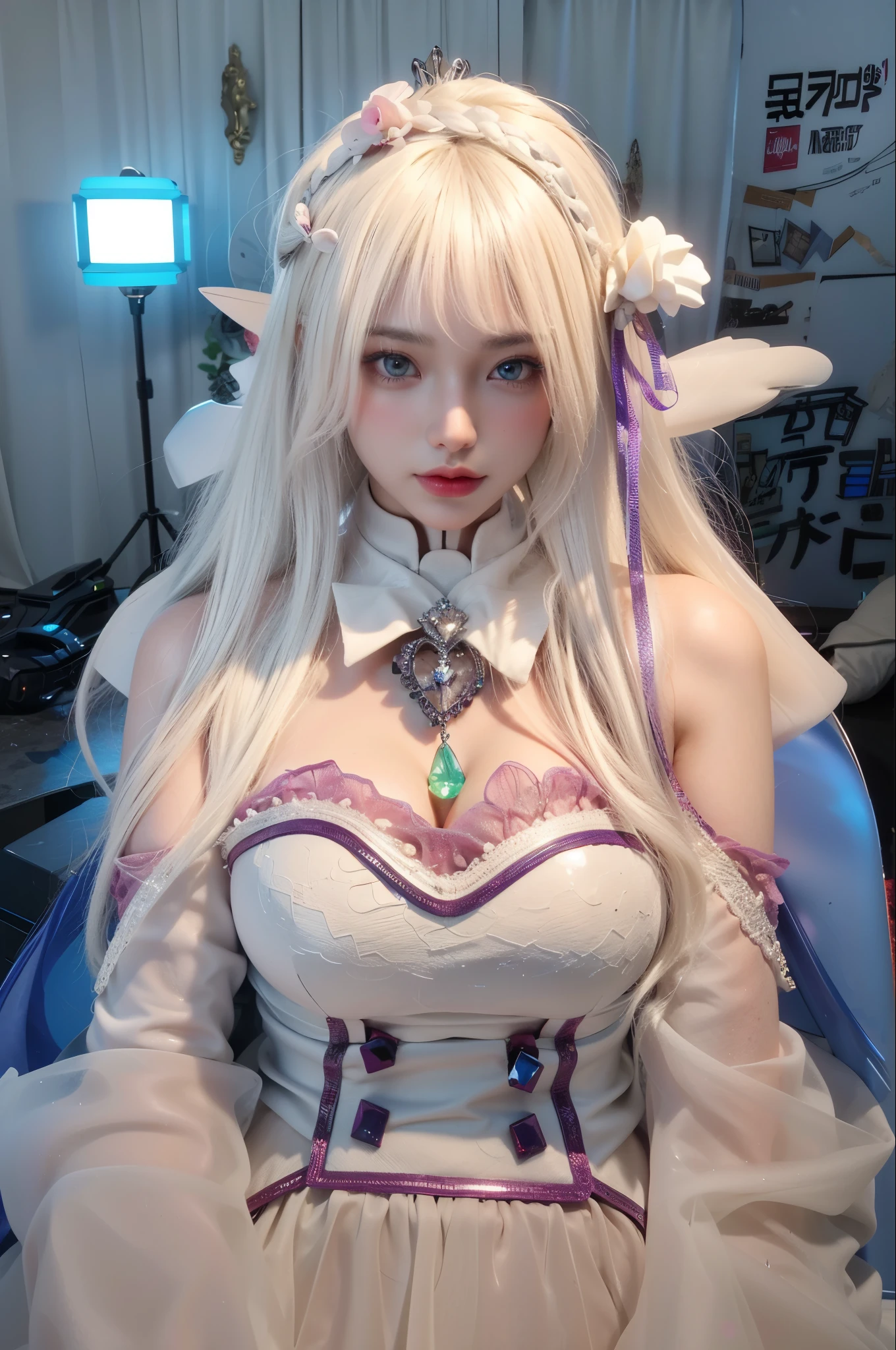Game Art,Best image quality,Maximum resolution,8k,(A bust photo),(portrait),(Head close-up),(Rule of Thirds),Unreal Engine 5 rendering works,20 year old girl,((Queen)),The eyes are very detailed,(Large Breasts),Elegance and nobility,Movie Lighting,Ray Tracing,Game CG,((3D Unreal Engine)),OC rendering reflection mode,4K,Ultra-clear,Sensual,Translucent lace,Fair and plump figure,Pretty Face,Glossy Gel Coat,身着华贵礼服的Queen,Crystal Gem Crown,Necklace jewelry,blue eyes,Black tattoo(whole body),The tattoo is very three-dimensional,Gorgeous and intricate tattoo designs,Ultra-clear portrait,Sexy thick lips(Red lipstick),Gorgeous and exquisite costumes,Ice princess sitting on the throne