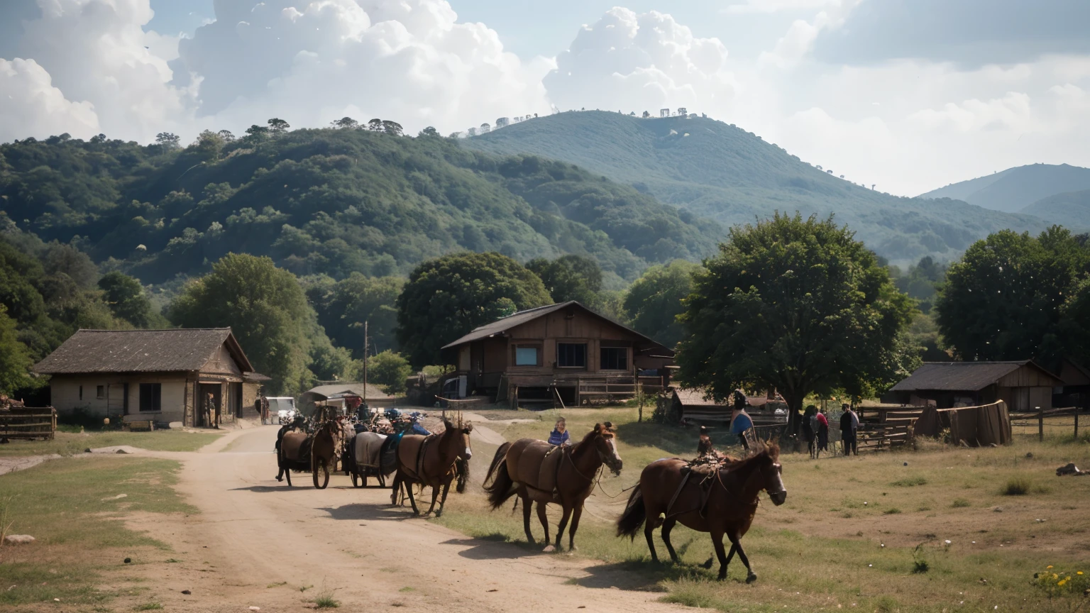 The comforting smell of fresh chai wafts through the air, as villagers commence their daily tasks.
landscape 16:9 , cinematic , accurate images