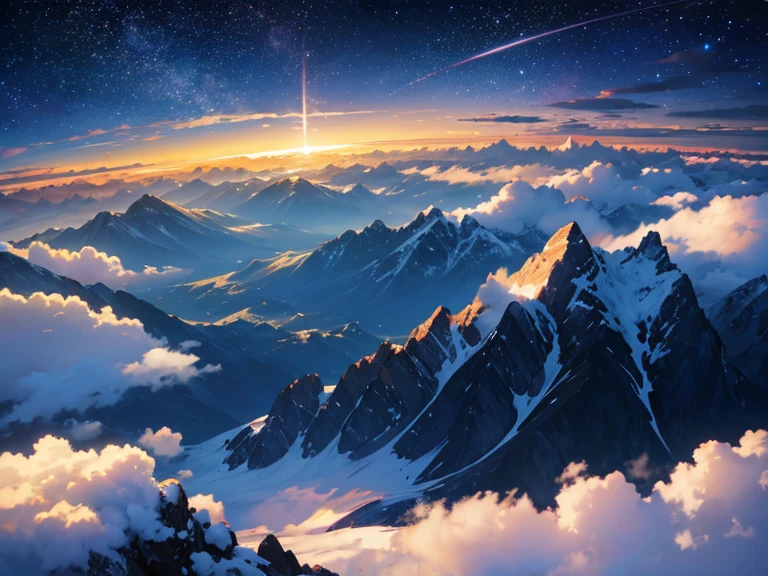 highest quality, Fantastic landscape, Starry Sky, cloud, At dusk