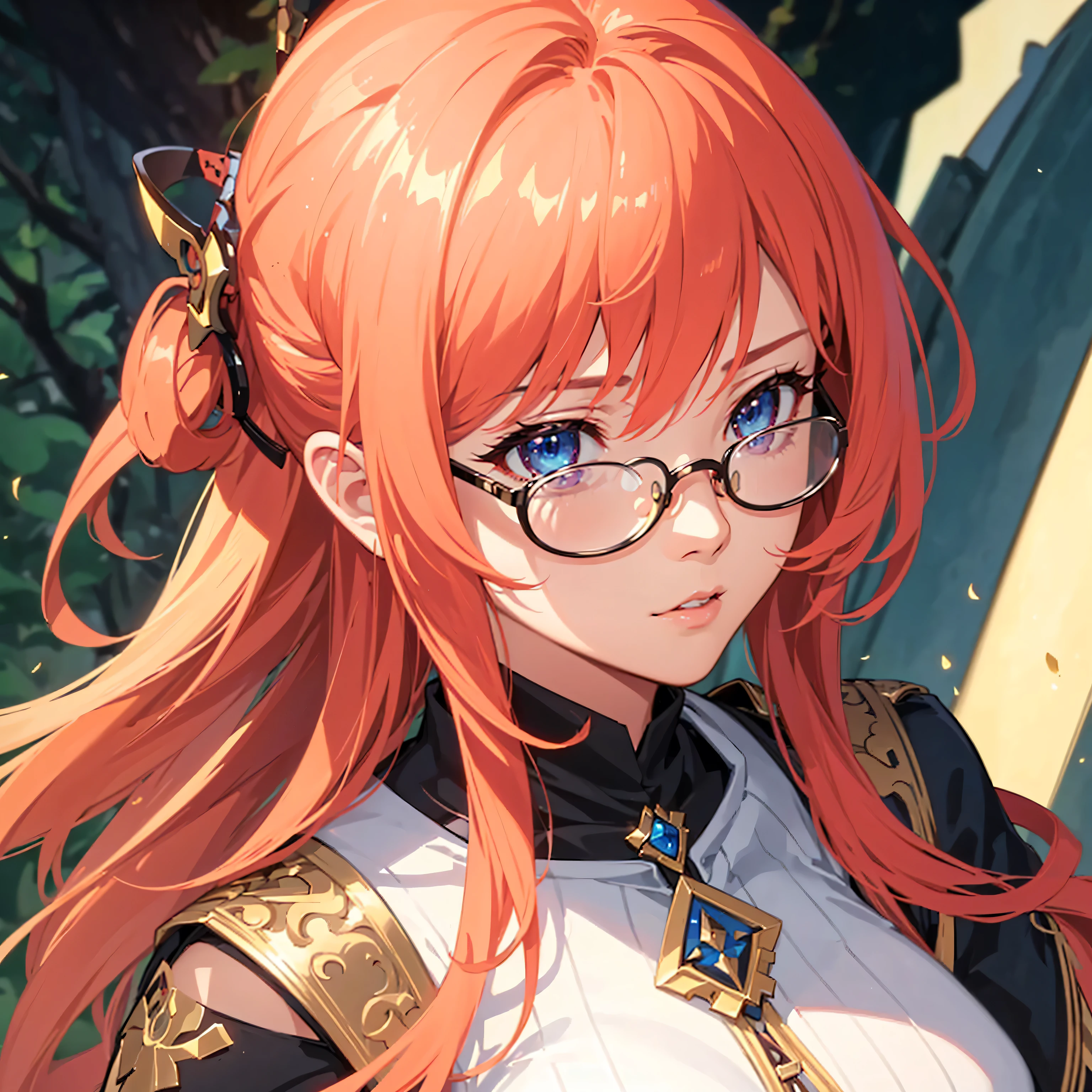 (best quality,4k,8k,highres,masterpiece:1.2),ultra-detailed,(realistic,photorealistic,photo-realistic:1.37),red-haired anime girl with rounded circle glasses, beautiful detailed eyes, detailed digital painting, female anime character, long-haired anime girl, anime girl looking directly at the camera, vibrant colors, anime-style rendering, intricate details on the hair and glasses, smooth and flawless skin, delicate lips, captivating gaze, from the famous video game Arknights, from the popular anime series Genshin Impact featuring Ayaka, from the well-known mobile game Azur Lane, stylish anime character design, intricate and expressive facial expressions, attention to minute details of the character's features, vibrant and dynamic atmosphere, seamlessly integrated background scenery, professional-grade anime portrait, high-quality shading and lighting effects, perfect blend of anime art and photorealism.