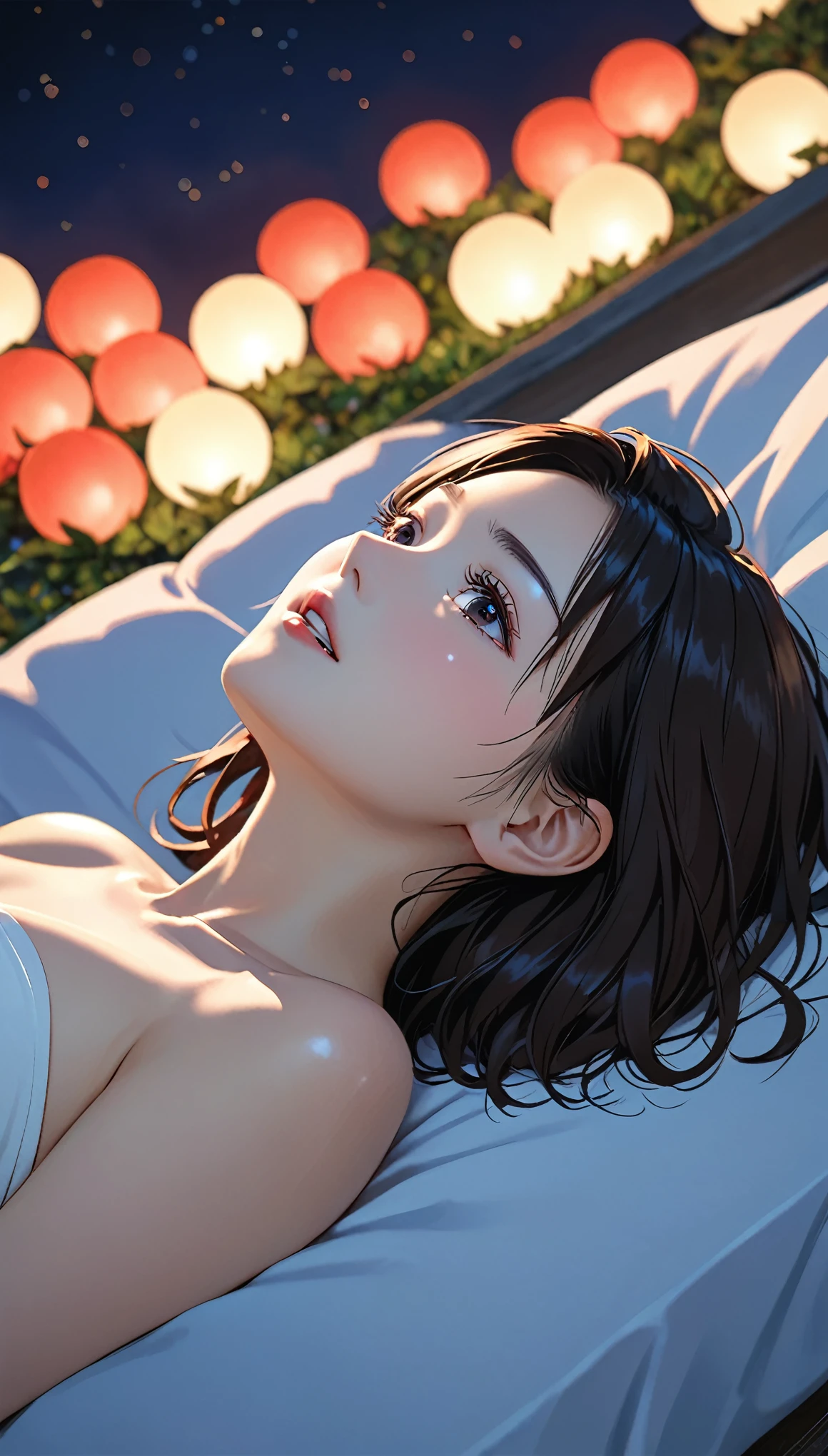 (((I want to see up to my knees:1.5、Ezvian everywhere:1.5)))、masterpiece, High resolution, shape, Kyoto Animation Style, Your Name Movie Style, night, midnight, Light, (1 female: 1.3), (alone: 1.4), Long eyelashes, Short Bob, Red Nose, Lying down, naked, Lying in bed、Tears flow、(Outstretched Hand:1.2)、Mr..々Pause、(上半身のみnaked)、Big Breasts、(((Erect nipples:1.5)))、(Wide-open legs:1.5)、Wide waist、White Bunny Girl