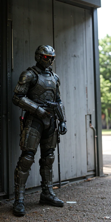 Disco camo sci-fi fighting beast、Armor with great attention to detail, Hold the rifle