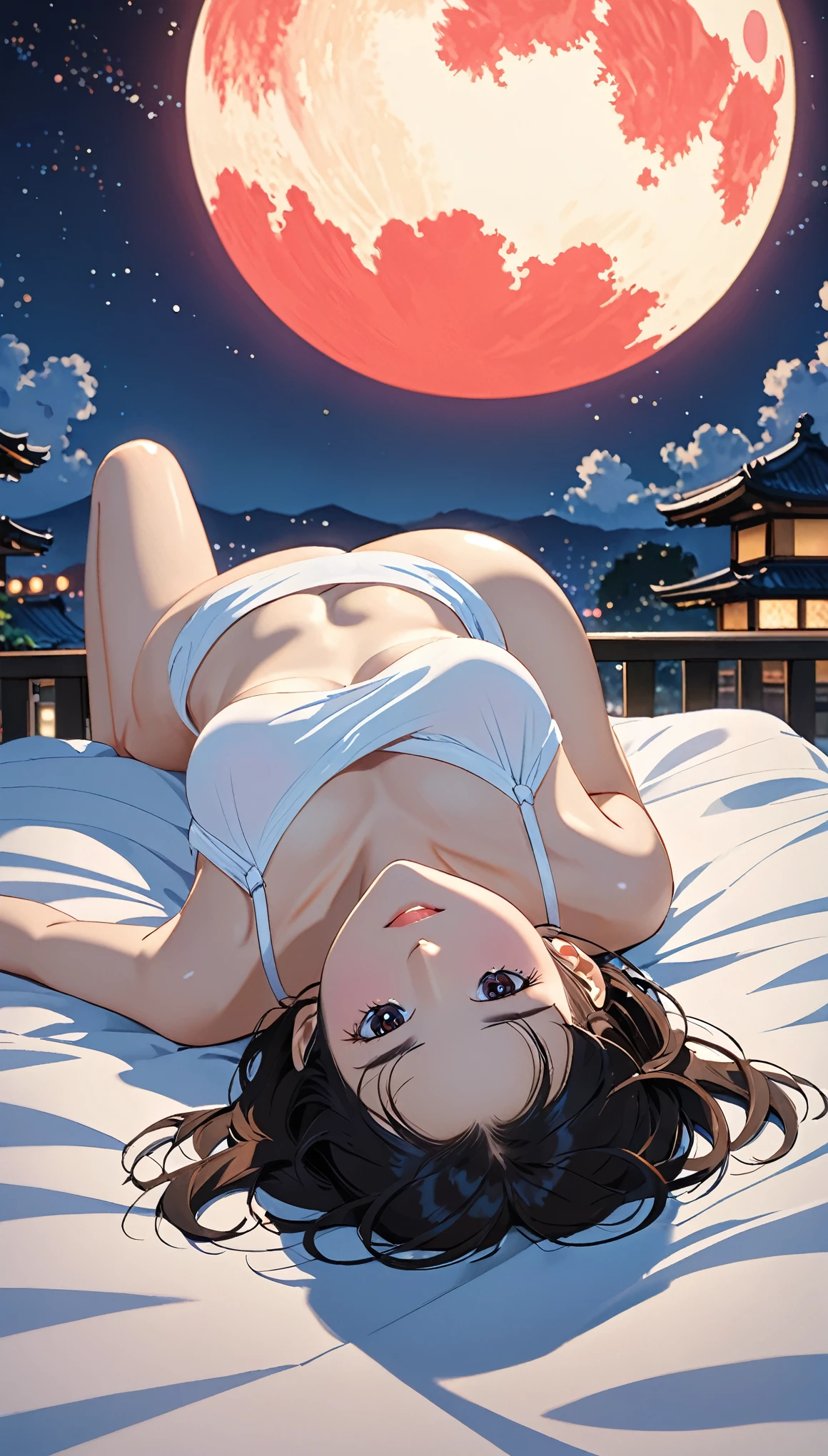 (((I want to see up to my knees:1.5、Ezvian everywhere:1.5)))、masterpiece, High resolution, shape, Kyoto Animation Style, Your Name Movie Style, night, midnight, Light, (1 female: 1.3), (alone: 1.4), Long eyelashes, Short Bob, Red Nose, Lying down, naked, Lying in bed、Tears flow、(Outstretched Hand:1.2)、Mr..々Pause、(上半身のみnaked)、Big Breasts、(((Erect nipples:1.5)))、(Wide-open legs:1.5)、Wide waist、White Bunny Girl