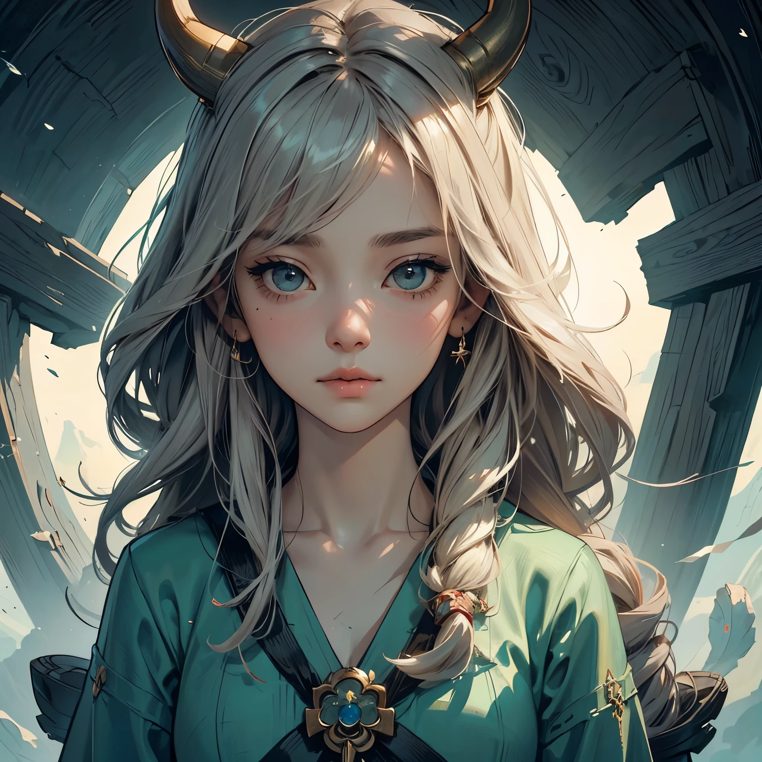 portrait, detailed face(1girl:1.3),solo,__body-parts__,
official art, unity 8k wallpaper, ultra detailed, beautiful and aesthetic, beautiful, masterpiece, best quality,Fantastical Atmosphere, Calming Palette, Tranquil Mood, Soft Shading, white horns,
Miko priestess, charm spell, talisman familiar, shrine maiden duties,