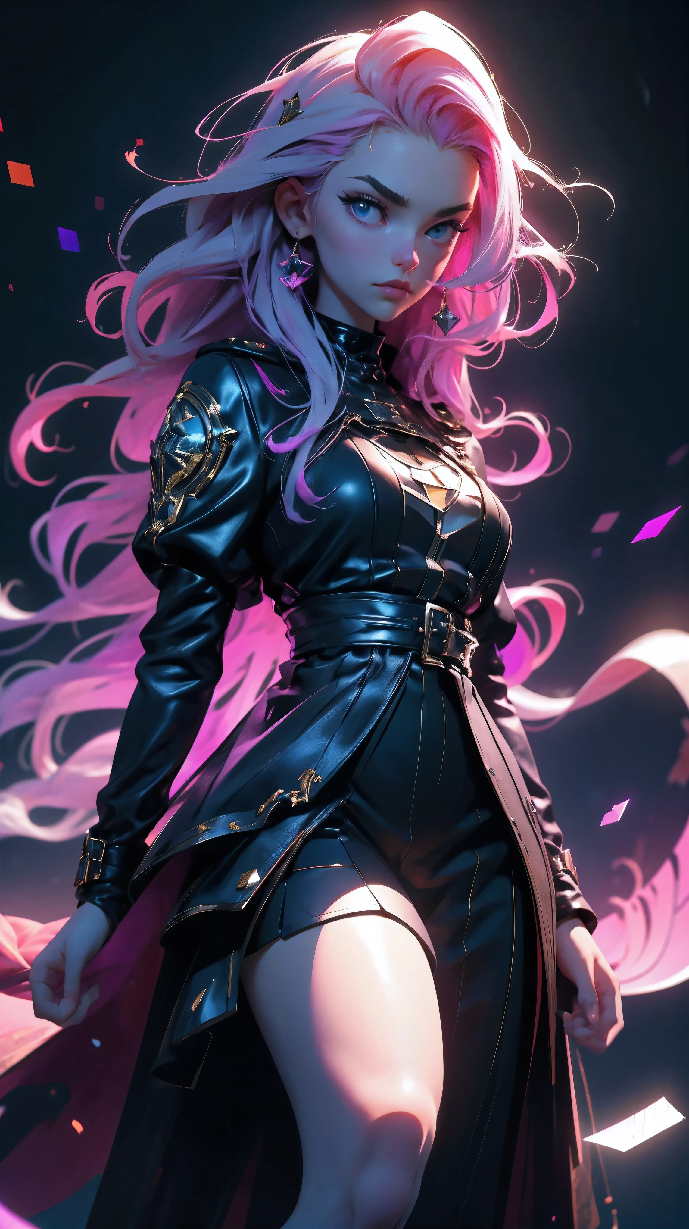 beautiful young girl,purple long hair,purple cat eyes,black leather dress,girl holding a white cat,(best quality,4k,8k,highres,masterpiece:1.2),ultra-detailed,(realistic,photorealistic,photo-realistic:1.37),(HDR,UHD),dark fantasy art,portrait,studio lighting,sharp focus,physically-based rendering,extreme detail description,professional,vivid colors,bokeh