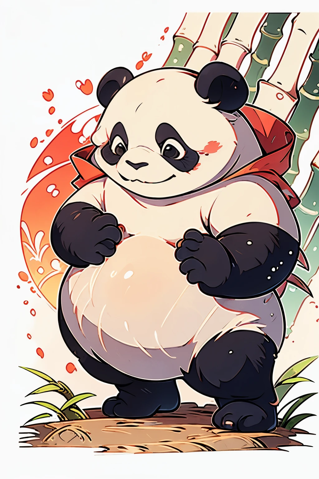 Masterpiece, coloring-book, lineart, perfect lineart, comic style, cute pandas in bamboo village