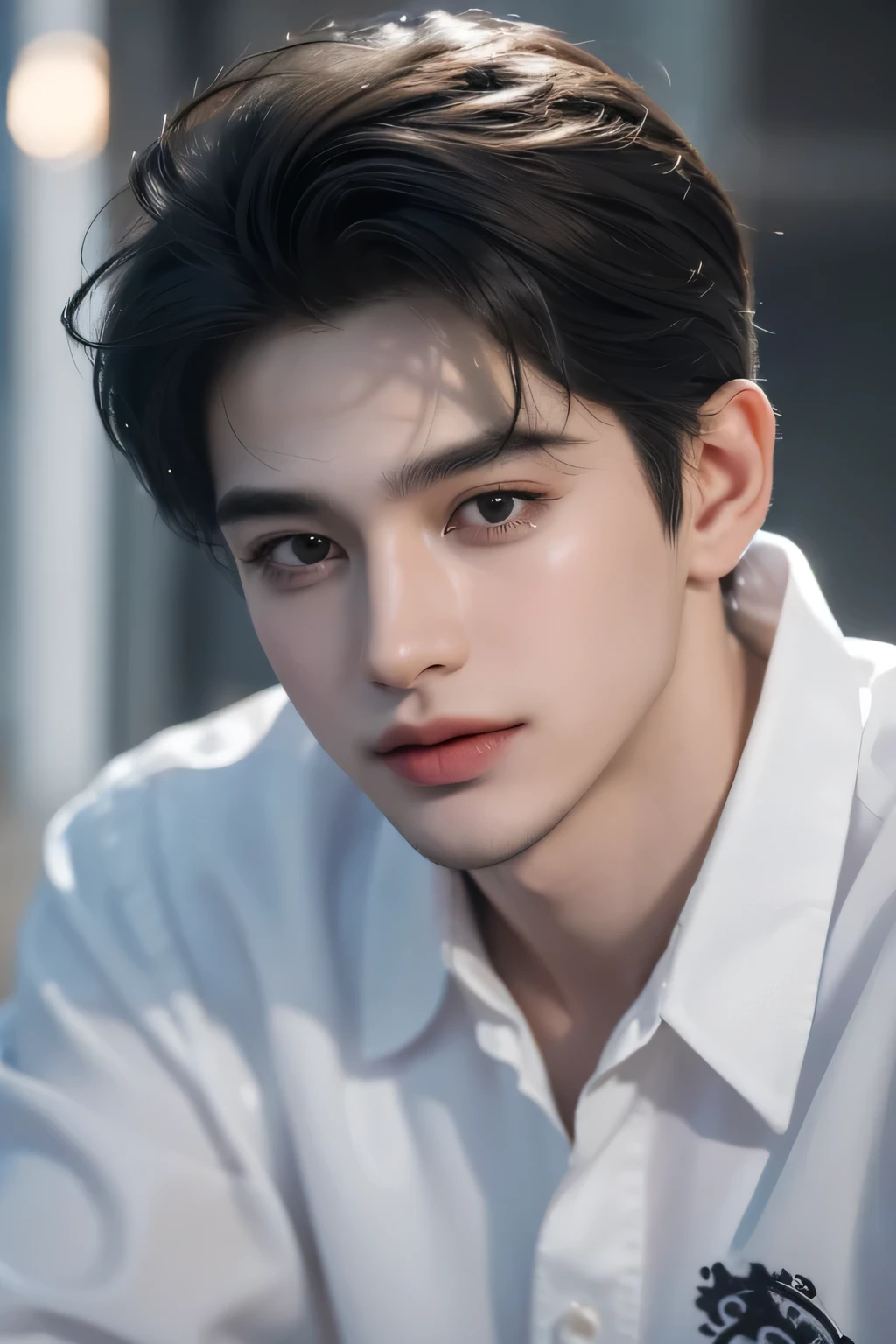 ((highest quality, 8K, masterpiece: 1.3)), New York City、Handsome boy in street fashion:1.5, 20-year-old、Delinquent boy、 well-groomed face, black hair color、thin face、（white skin:1.5）、whole body、black eyes、boy with makeup、Super handsome、sexy eyes、Extra-fine face, handsome nose, small eyes and face, beautiful lighting, High resolution, detailed mouth, laughing out loud, Laughter、Delighted、whole body: 1.5, perfect body shape、super slim，medium hair、STUSSY clothes、Oversized clothes、same clothes