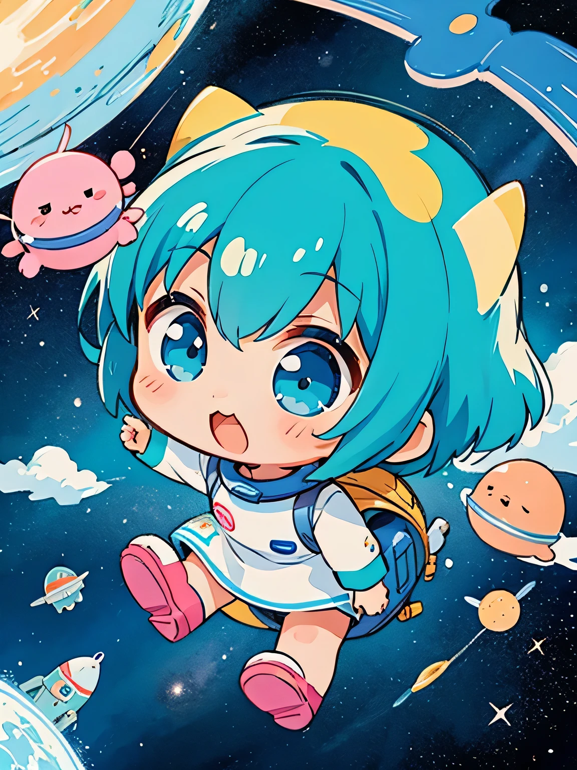 Fujio Akatsuka Style, Kawaii Design, most beautiful girl ever、Chibi, Space Travel