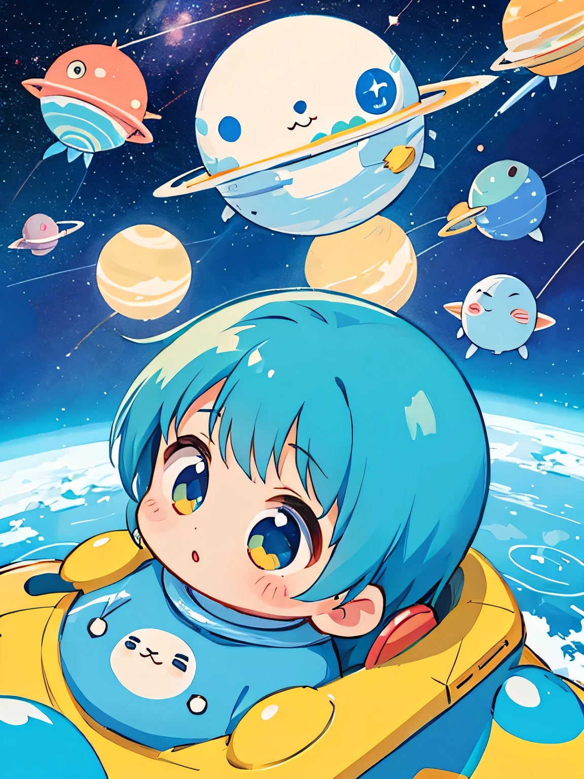 Fujio Akatsuka Style, Kawaii Design, most beautiful girl ever、Chibi, Space Travel