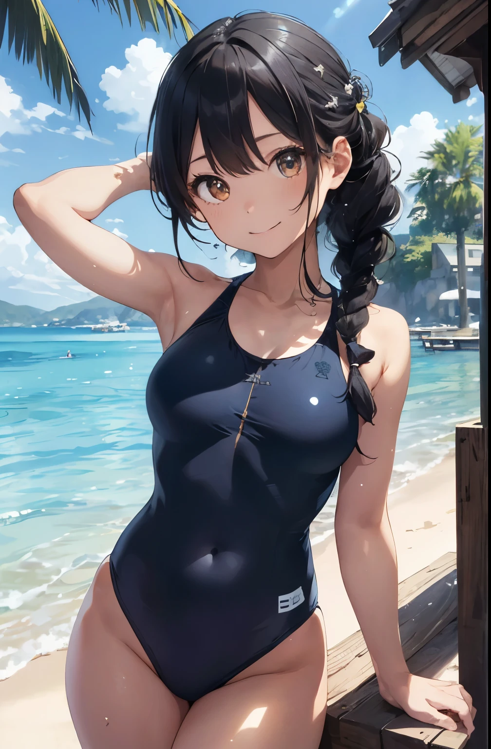 High resolution、
One beautiful young woman、
(Masterpiece 1.5),super high quality, Very detailed,Perfect drawing,NFSW、Beautiful woman、Beautiful, glowing skin、A kind smile、Beautiful black hair、Braiding、(((Beautiful Swimsuits)))、(((Luxury Swimwear)))、。.。.。.3D、16K Illustrations、((Clear Face))、High resolution、Nice background、Beautiful background、Spotlight、Vibrant colors、(((Detail View)))、Perfect beautiful girl、(((Perfect photo)))Wakame seaweed、Wakame seaweed、Wakame seaweed、Wakame seaweed、Wakame seaweed、Wakame seaweed、Wakame seaweed、