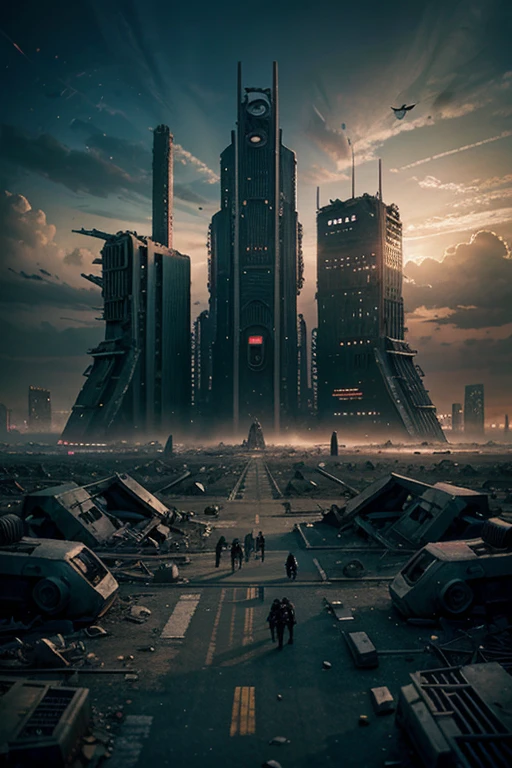 highest quality、A ruined futuristic city、dim、Surrealism