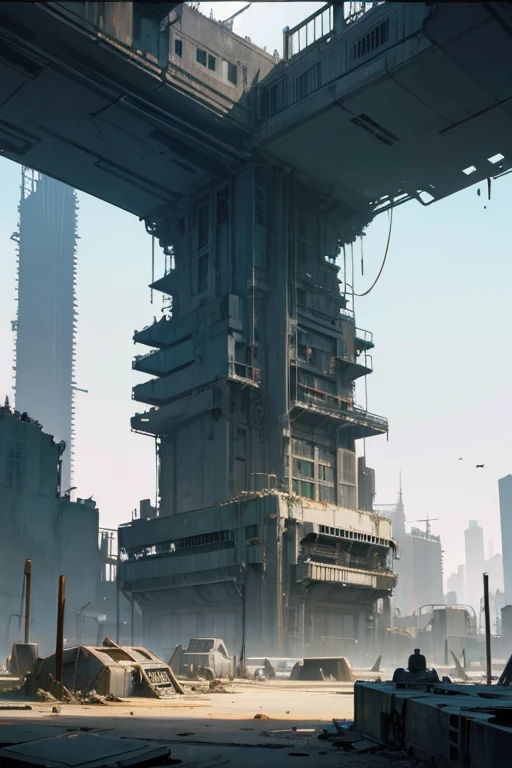highest quality、A ruined futuristic city、dim、Surrealism