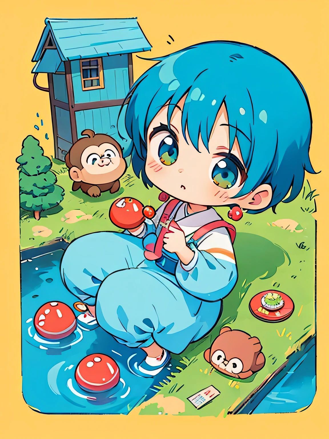 Fujio Akatsuka Style, Kawaii Design, most beautiful girl ever、Chibi, monkey, The house of the future、Mars