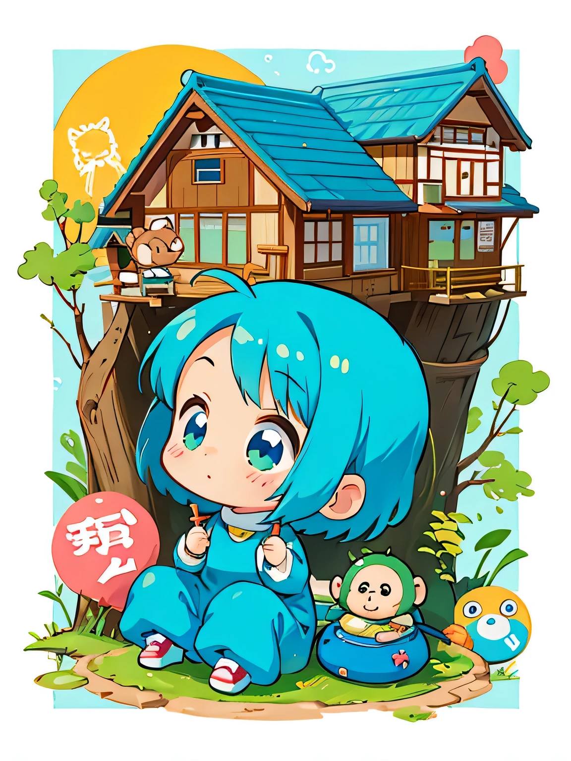 Fujio Akatsuka Style, Kawaii Design, most beautiful girl ever、Chibi, monkey, The house of the future、Mars