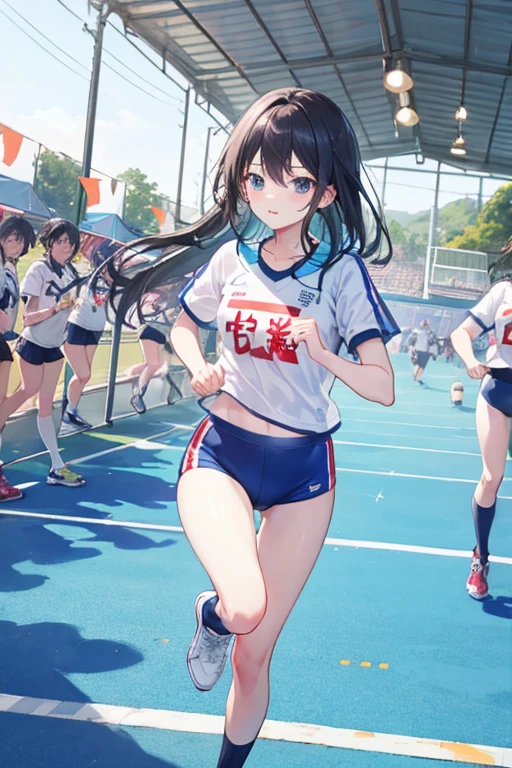 Run、beautiful girl、sports festival、Long Hair、