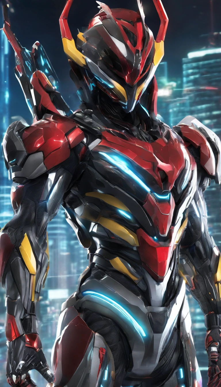 #quality(8k wallpaper of extremely detailed CG unit, masterpiece, hight resolution, top-quality, top-quality real texture skin,hyper realisitic, digitial painting,increase the resolution,RAW photosbest qualtiy,highly detailed,the wallpaper),solo,#1boy,(mature male,muscular,Faiz\(kamen rider 555\),black footwear,yellow eyes,black bodysuit,rider belt,gloves,helmet,armor,antennae,bodysuit,fighting stance,action pose,jumping kick:2.0,motion lines,motion blur on leg:1.6,red rays on foot),#background(big garage,inside)
