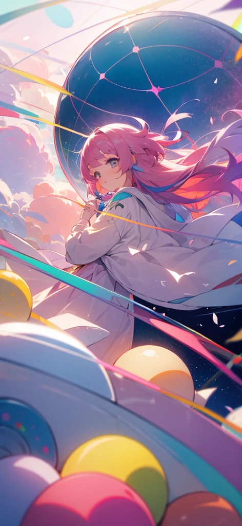 Seiyuu、A girl、Colorful hair、Soft colors、dome、Cute little、Music background