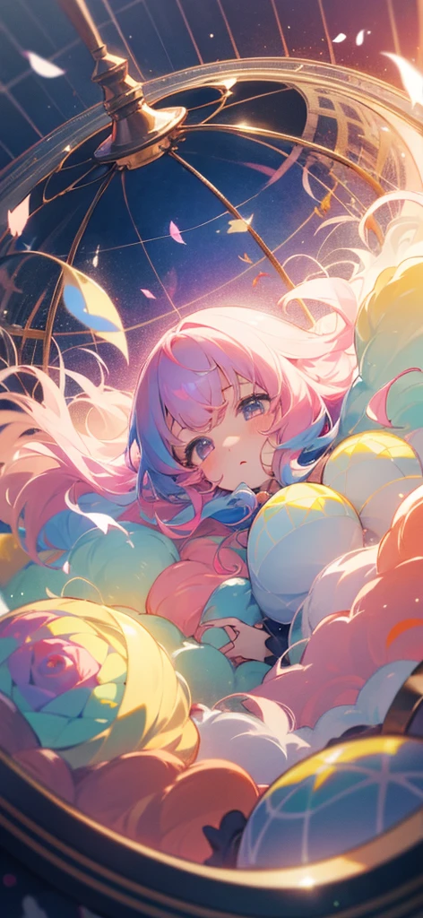 Seiyuu、A girl、Colorful hair、Soft colors、dome、Cute little、Music background
