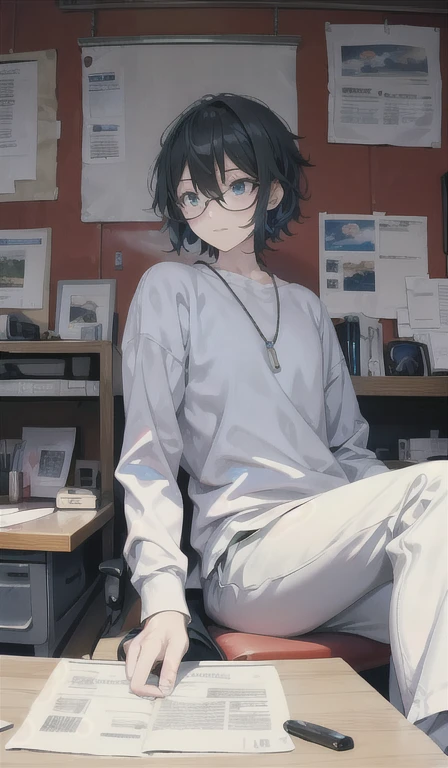 A person sitting at a desk in a study、An illustration showing people working with a relaxed expression