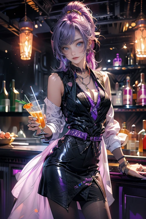SNTHWVE Style Nvinkpunk Drunk Beautiful Woman as Sandman&#39;s Delirium、(Hallucinogenic colorful soap bubbles)、Written by Jeremy Mann、Written by Sandra Chevrier、Dave McKean、Richard Avedon、Written by Masiji Kusiala、PUNK ROCK、Tank Girl、high details、8k